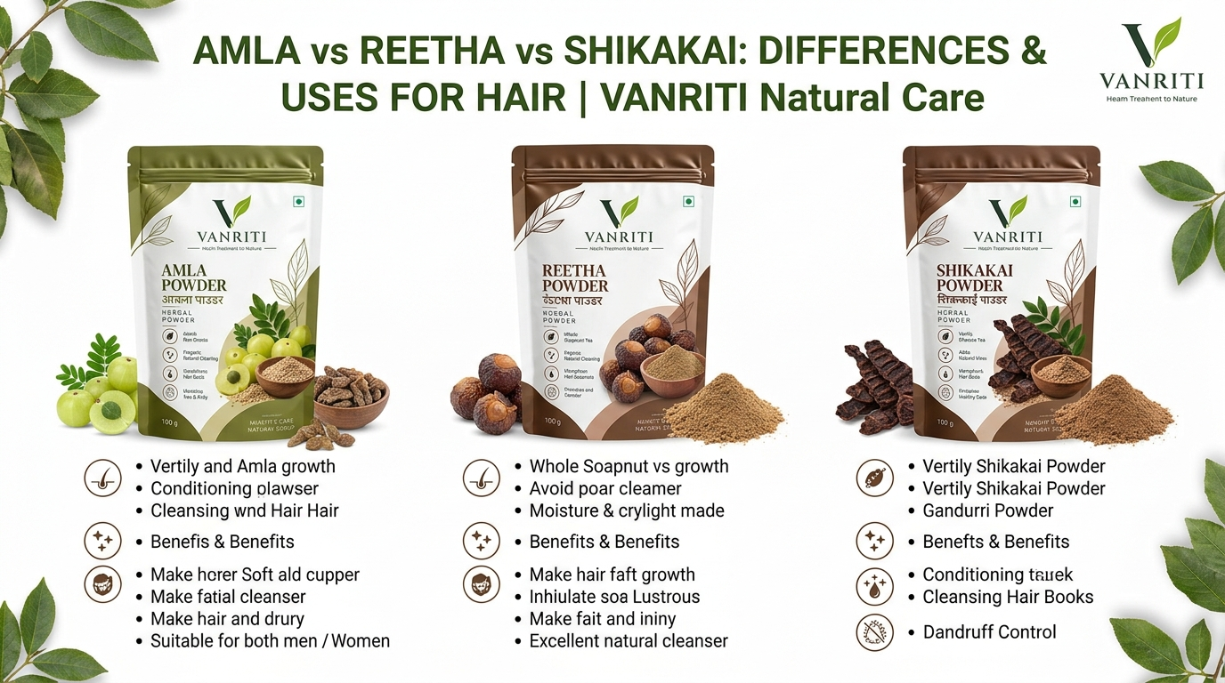 Amla, Reetha and Shikakai: Differences, Uses and Benefits for Hair