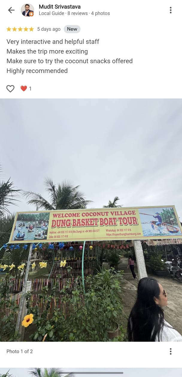 Dung Coconut basket boat Tour Customer Reviews