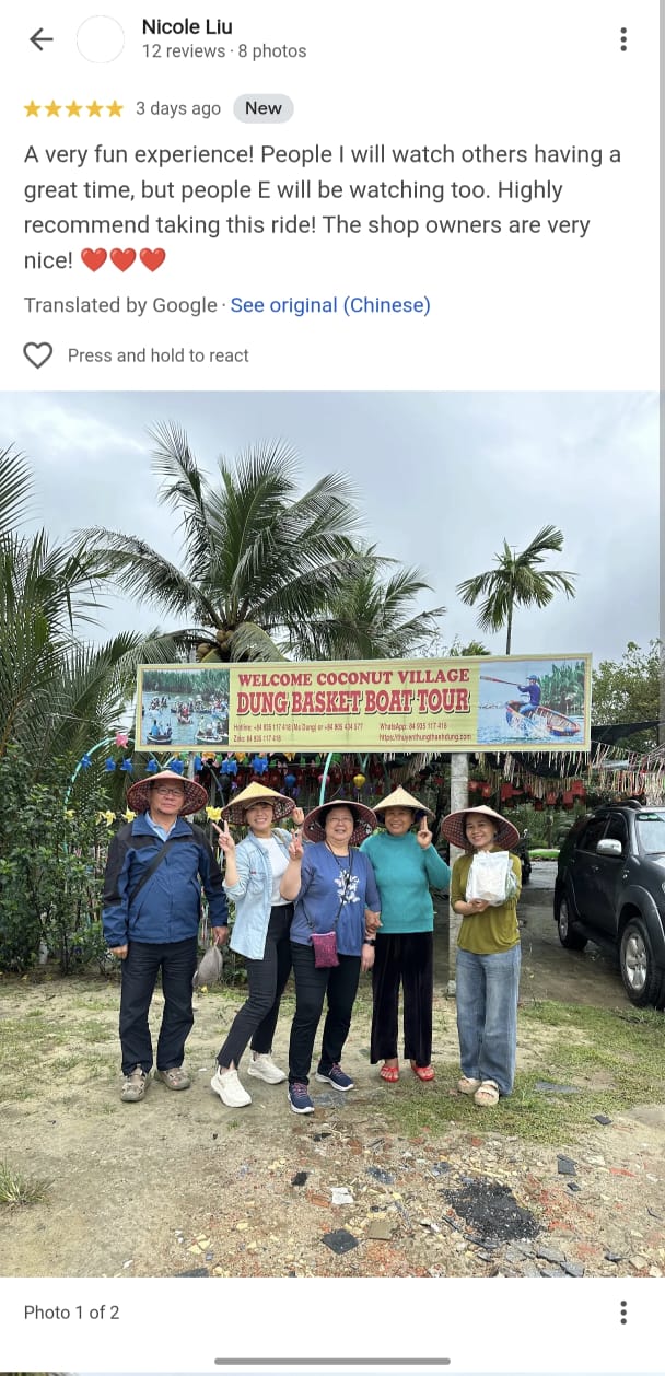 Dung Coconut basket boat Tour Customer Reviews