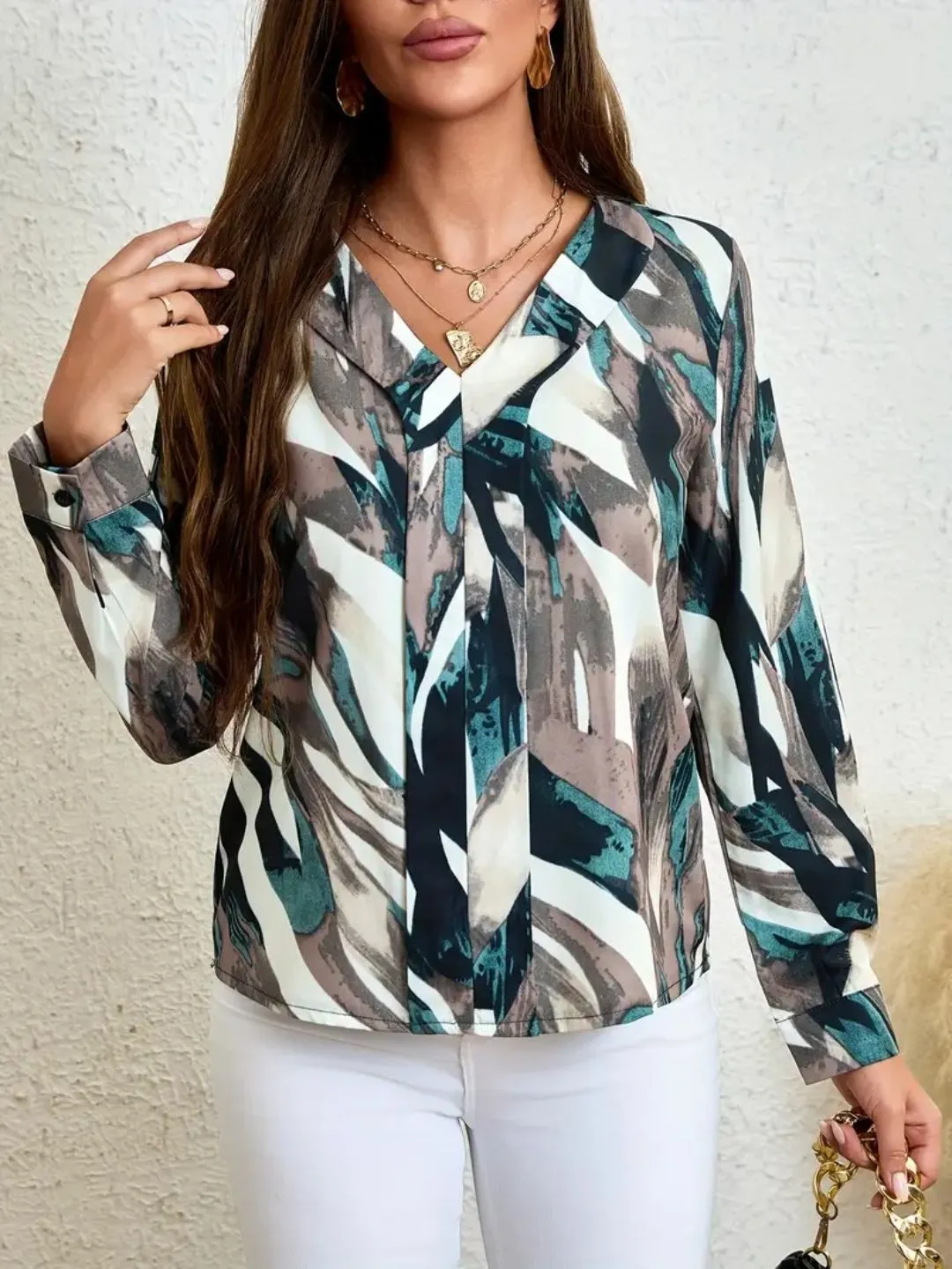 BLUMAIRE Shirts for Women | Korean Style Long Sleeve |Printed Stylish Shirt for Office & Casual Wear