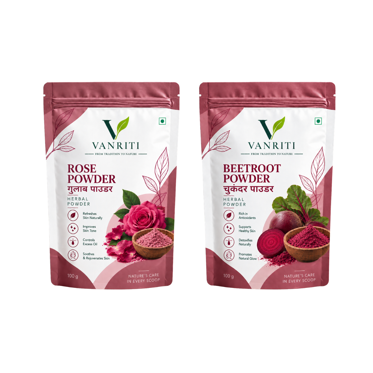 VANRITI Rose and Beetroot Powder for Face Pack & Skin Care, 200g (Combo Pack of 2)