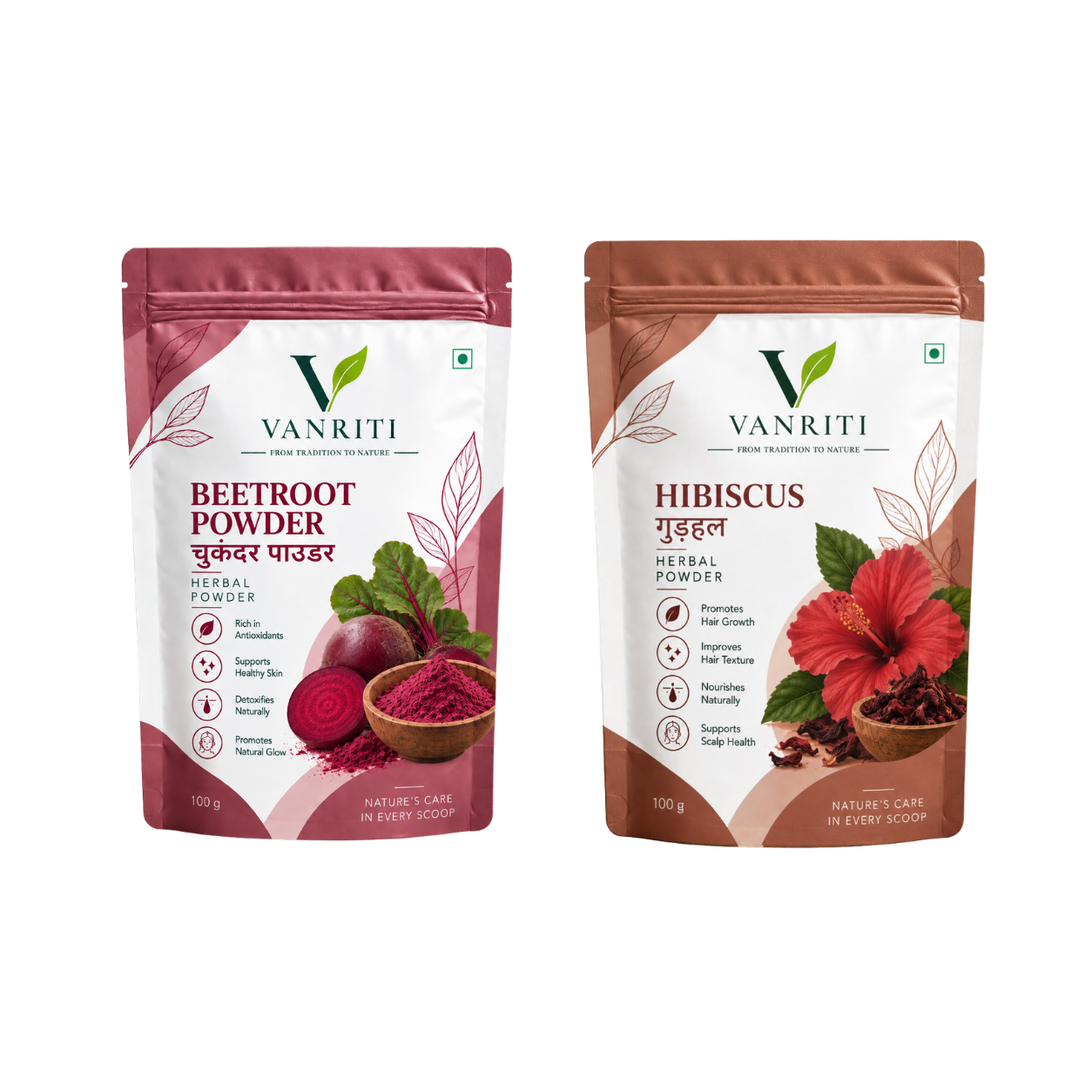 VANRITI Beetroot and Hibiscus Food-Grade Powder for Daily Wellness, 200g (Combo Pack of 2)
