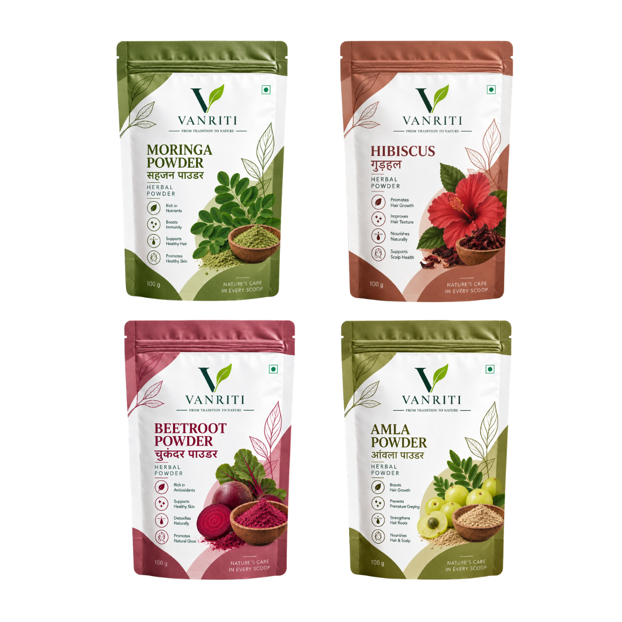 Product: VANRITI Moringa, Amla, Beetroot and Hibiscus Food-Grade Powder for Daily Wellness, 400g (Combo Pack of 4)