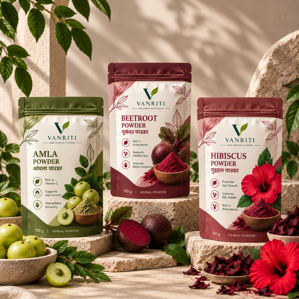 VANRITI Amla Beetroot Hibiscus Wellness Powder