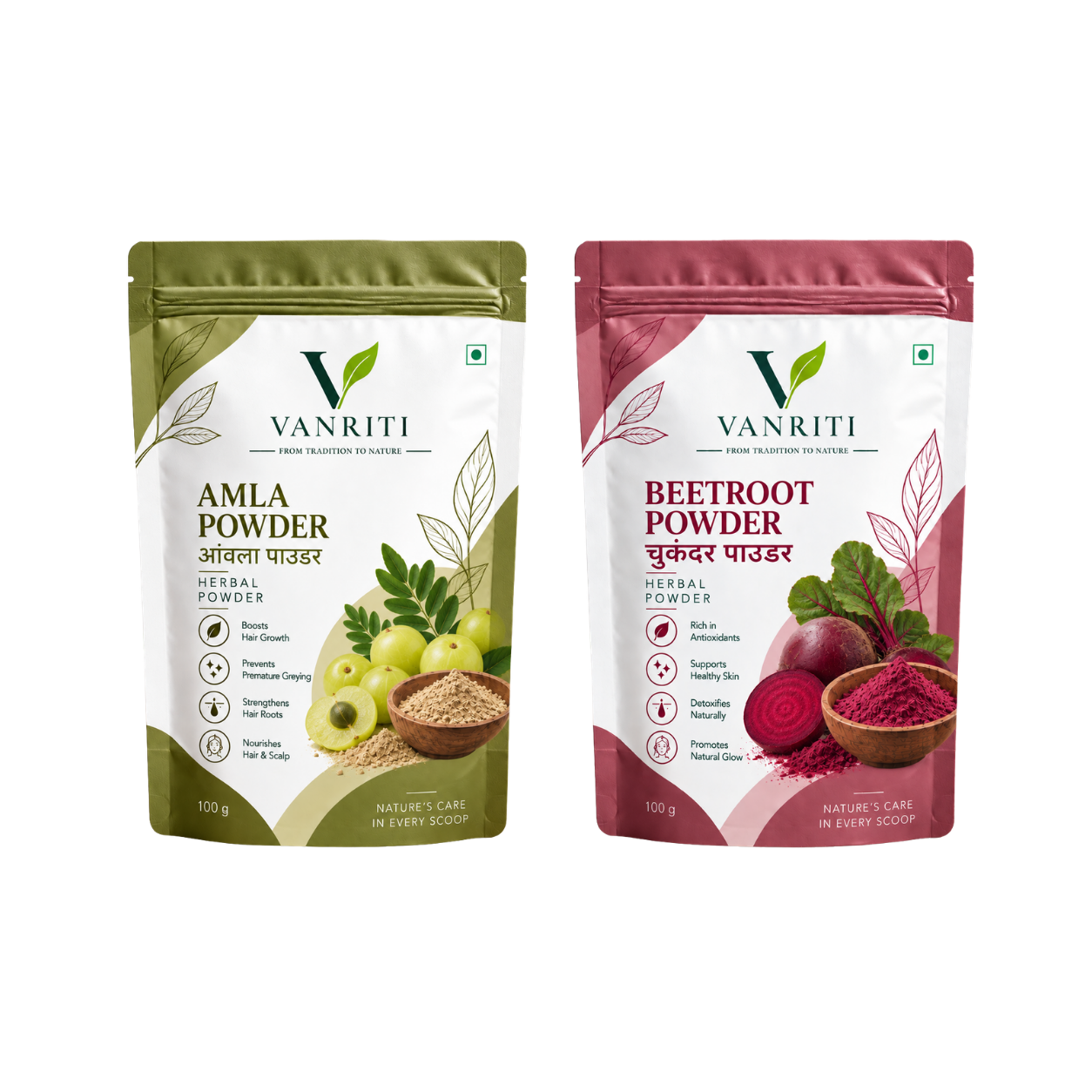 VANRITI Amla and Beetroot Food-Grade Powder for Daily Wellness, 200g (Combo Pack of 2)