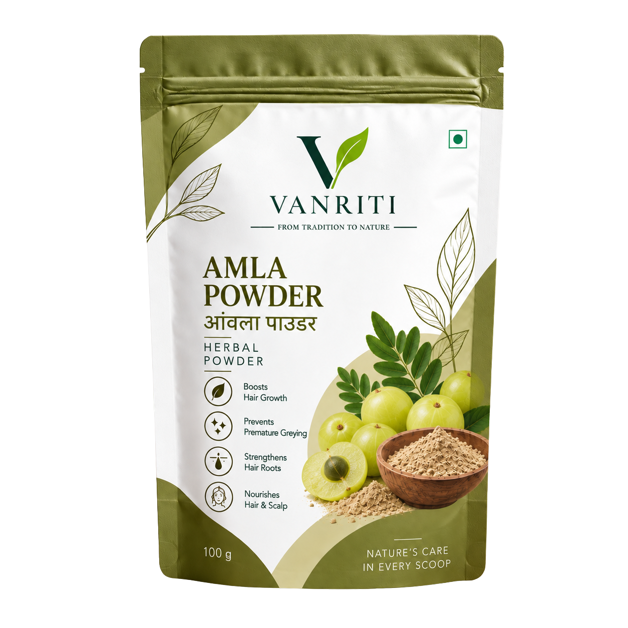 VANRITI Pure Amla Powder for Daily Wellness, 100g | Food-Grade