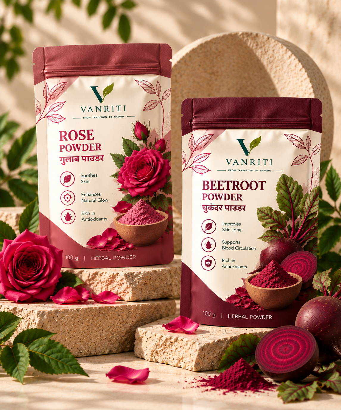 VANRITI Rose Petal Beetroot Face Pack Powder