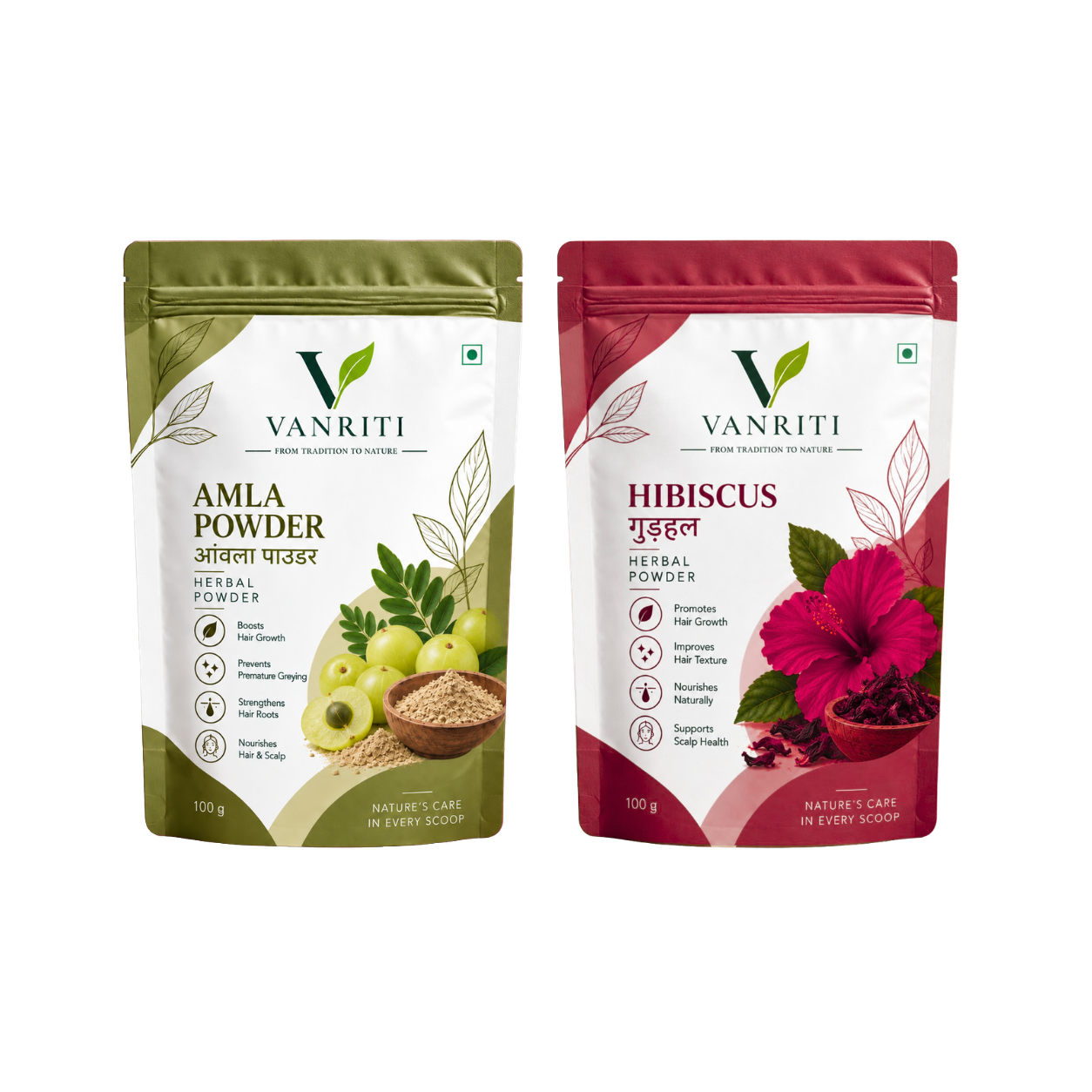 VANRITI Amla and Hibiscus Powder for Hair Mask & Hair Care Routine, 200g (Combo Pack of 2)