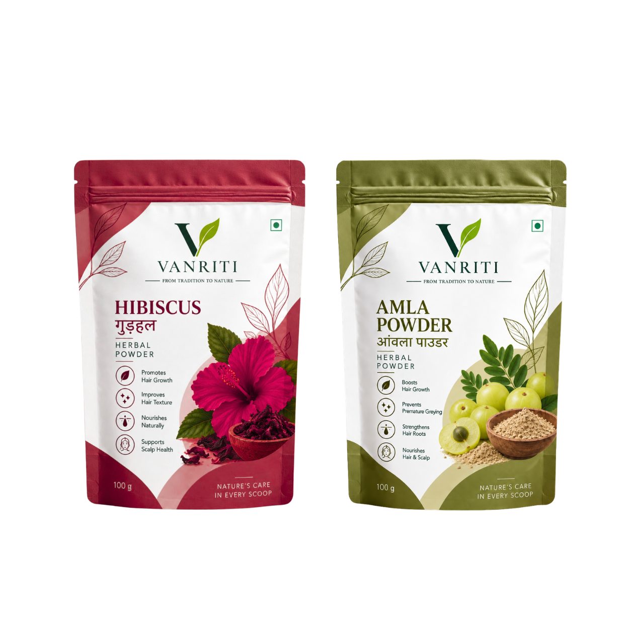 VANRITI Hibiscus and Amla Powder for Face Pack & Skin Care, 200g (Combo Pack of 2)