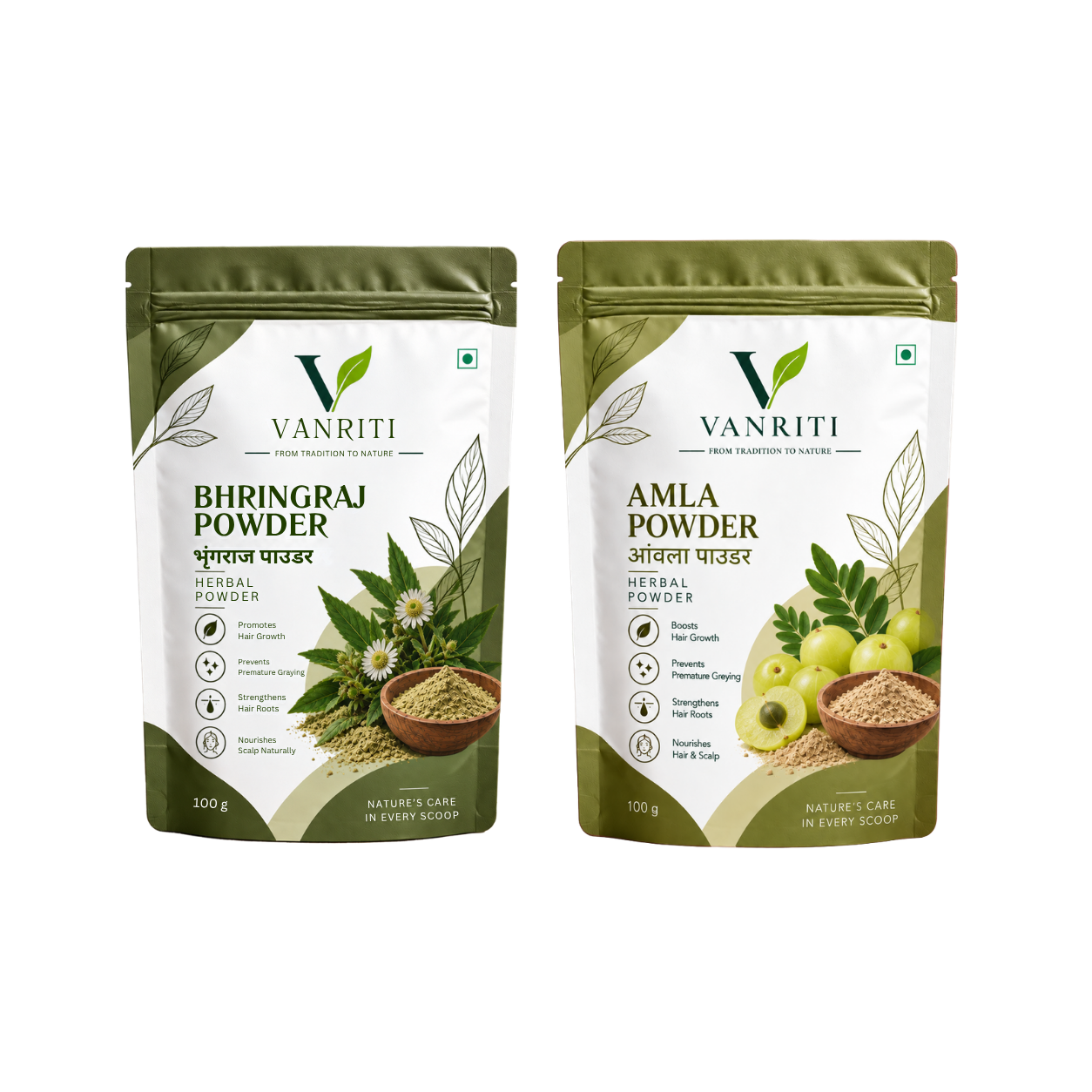VANRITI Amla and Bhringraj Powder for Hair Mask & Hair Care Routine, 200g (Combo Pack of 2)