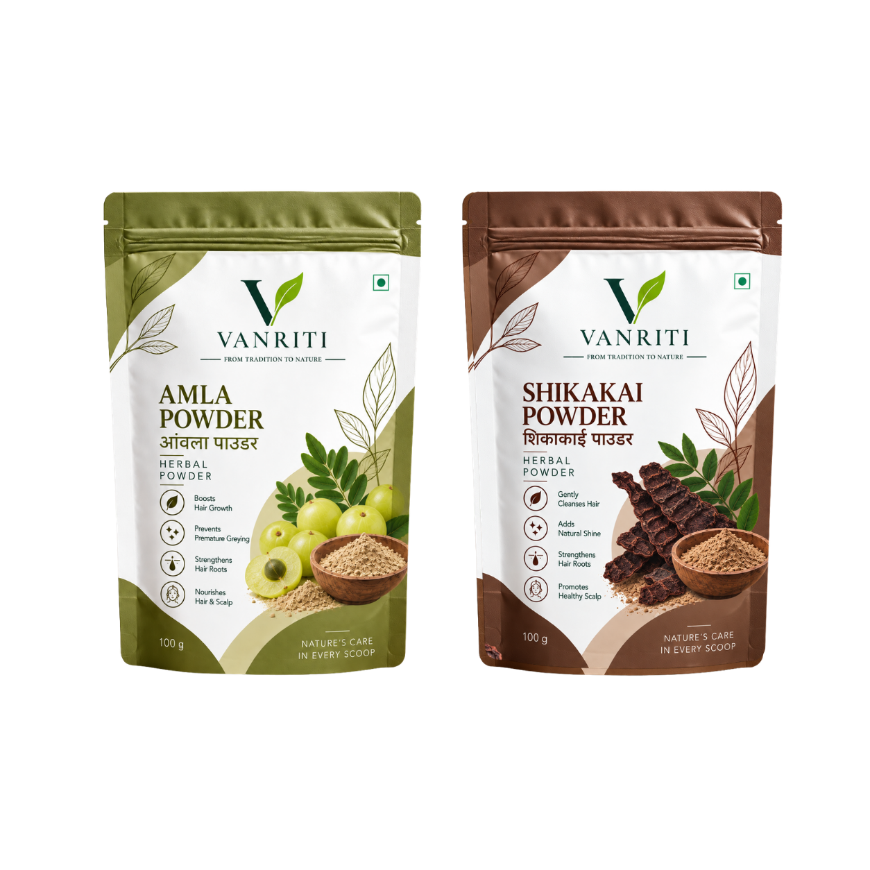 VANRITI Amla and Shikakai Powder for Hair Cleansing & Hair Mask, 200g (Combo Pack of 2)
