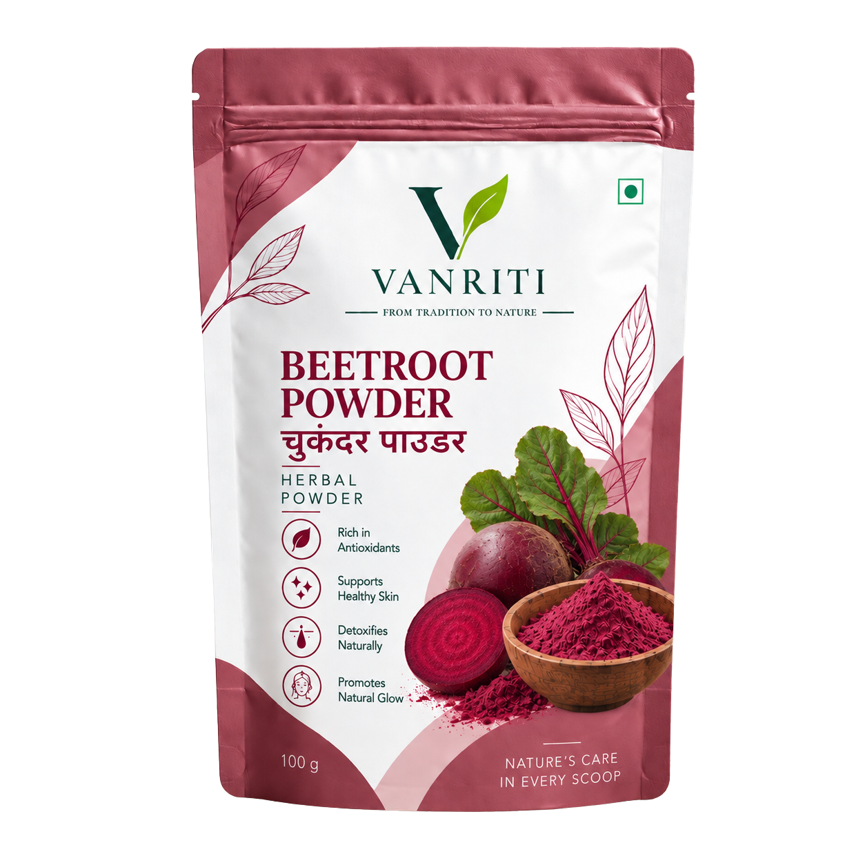 VANRITI Pure Beetroot Powder for Daily Wellness, 100g | Food-Grade