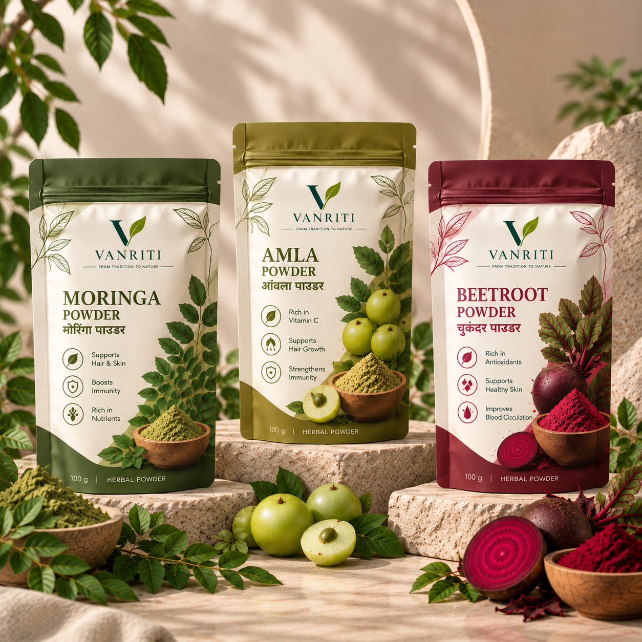 VANRITI Moringa Amla Beetroot Wellness Powder