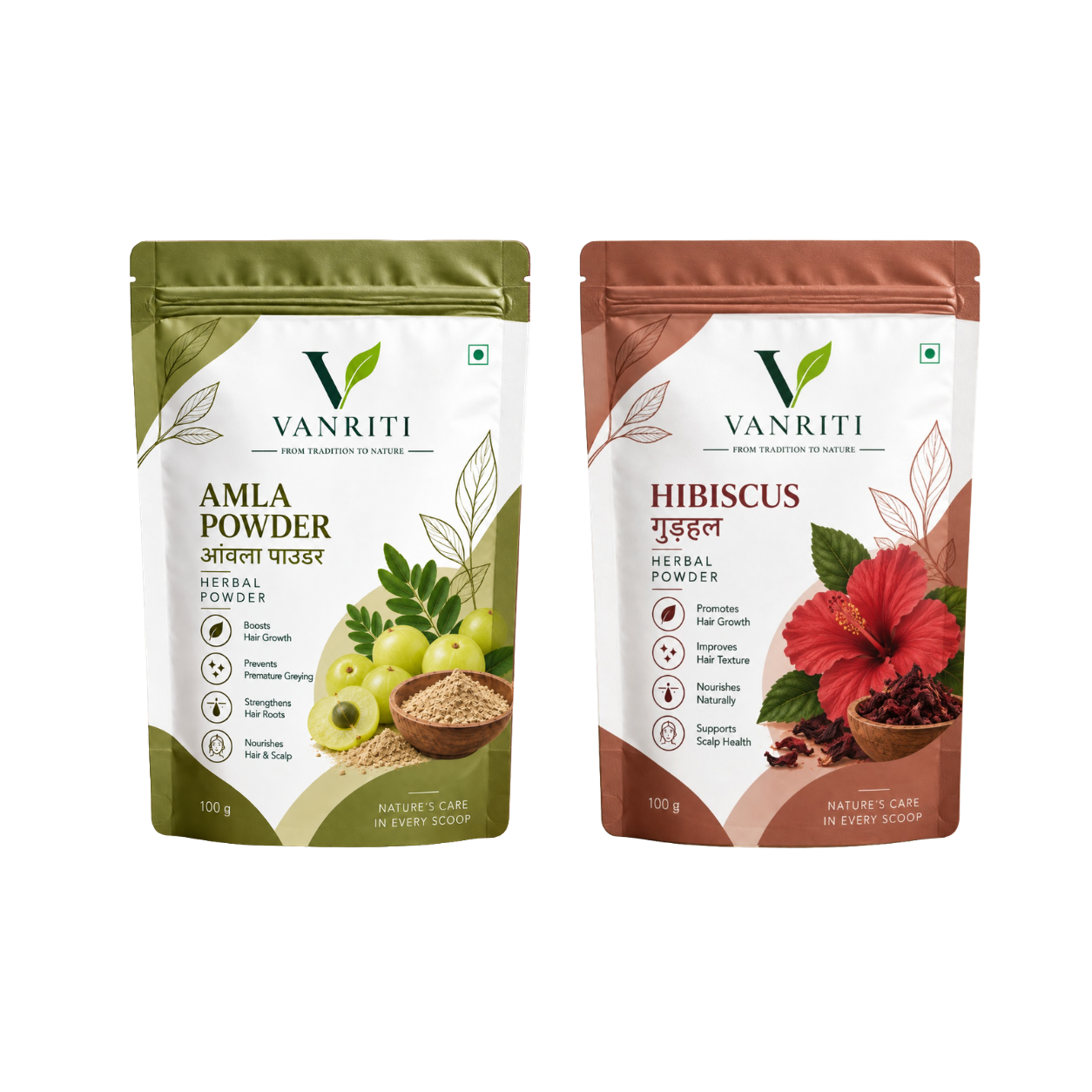 VANRITI Amla and Hibiscus Food-Grade Powder for Daily Wellness, 200g (Combo Pack of 2)