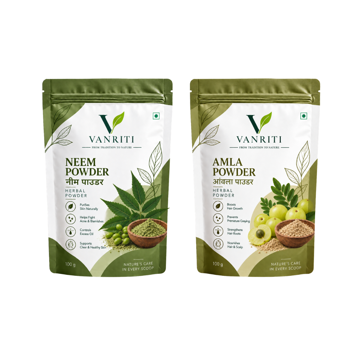 VANRITI Neem and Amla Powder for Face Pack & Skin Care, 200g (Combo Pack of 2)