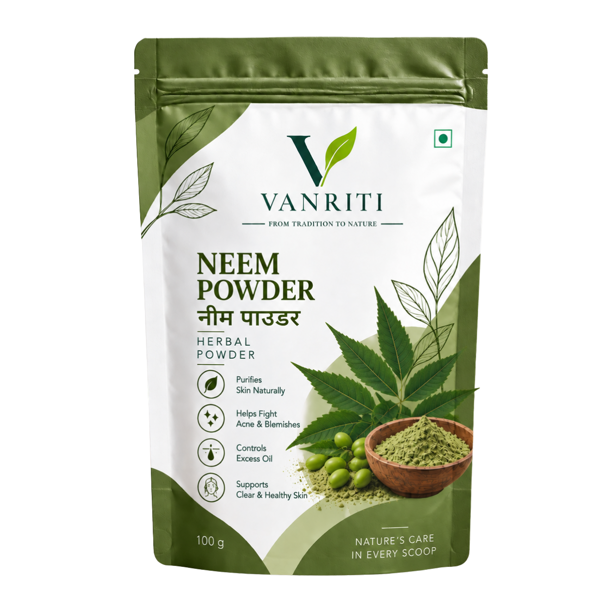 VANRITI Pure Neem Powder for Face Pack & Skin Care, 100 g