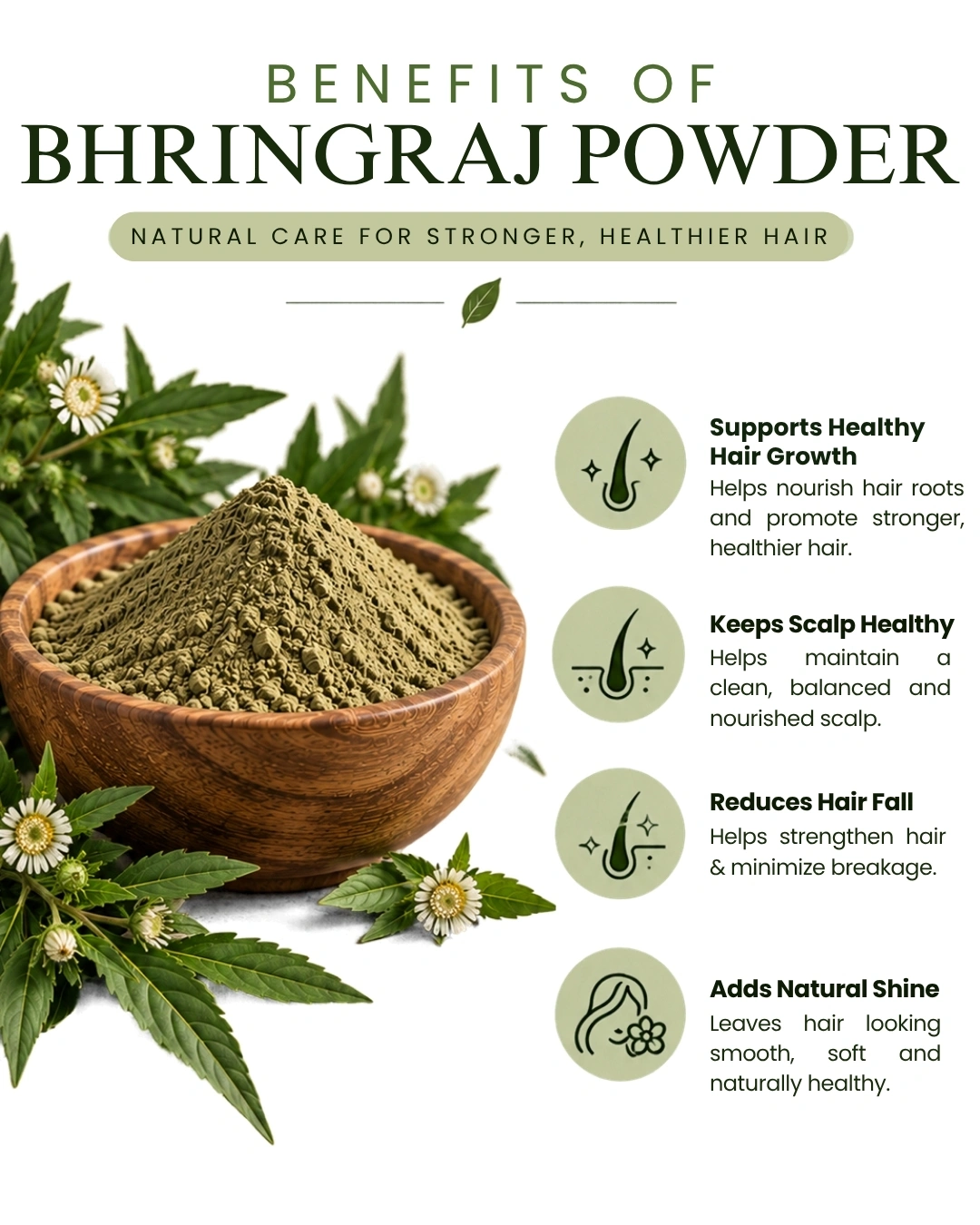 VANRITI Pure Bhringraj Powder for Face Pack & Skin Care, 100g