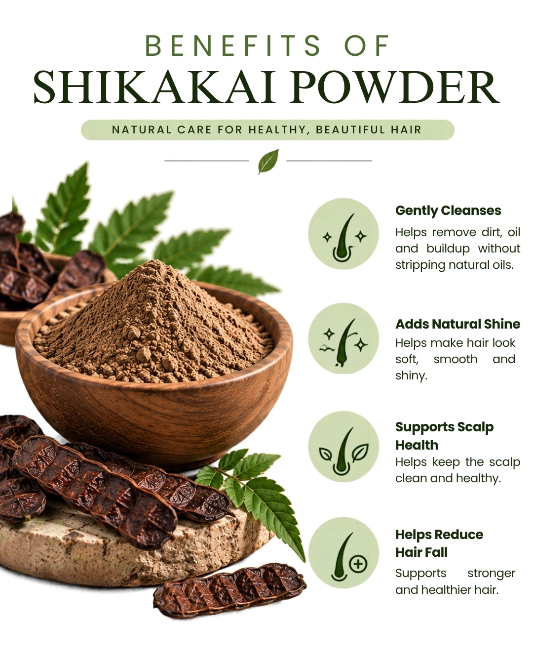 VANRITI Pure Shikakai Powder for Hair Cleansing & Hair Mask, 100g