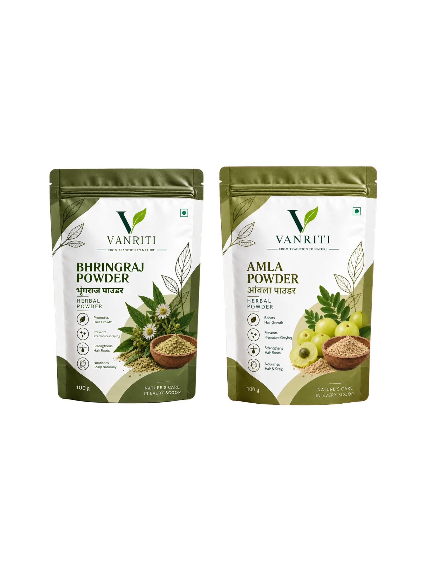 VANRITI Amla and Bhringraj Powder for Hair Mask & Hair Care Routine, 200g (Combo Pack of 2)