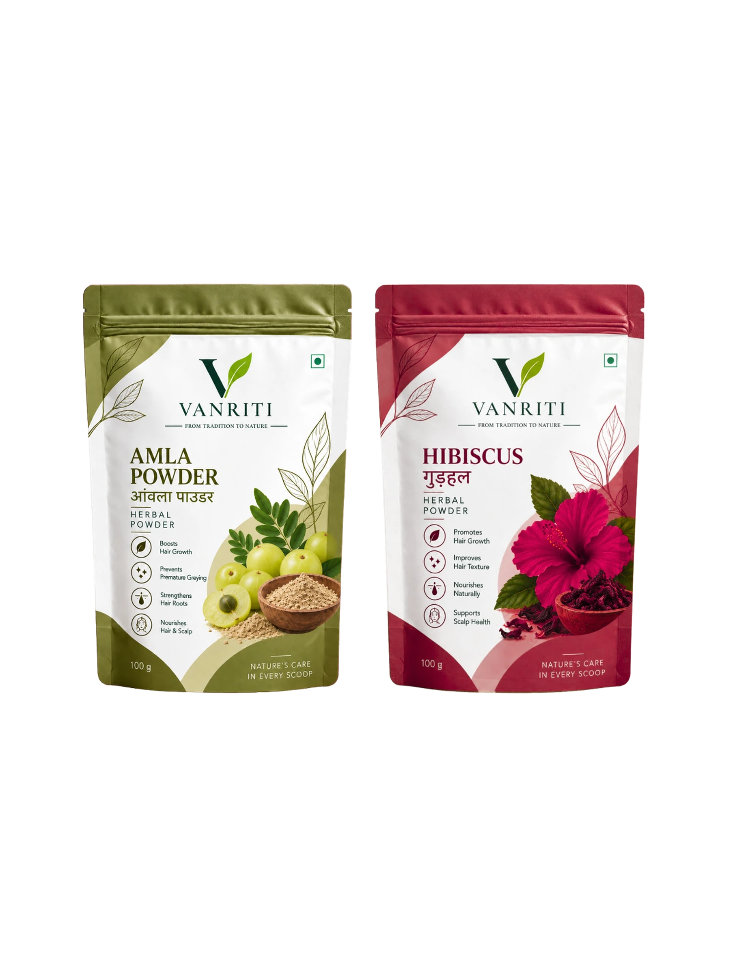 VANRITI Amla and Hibiscus Powder for Hair Mask & Hair Care Routine, 200g (Combo Pack of 2)