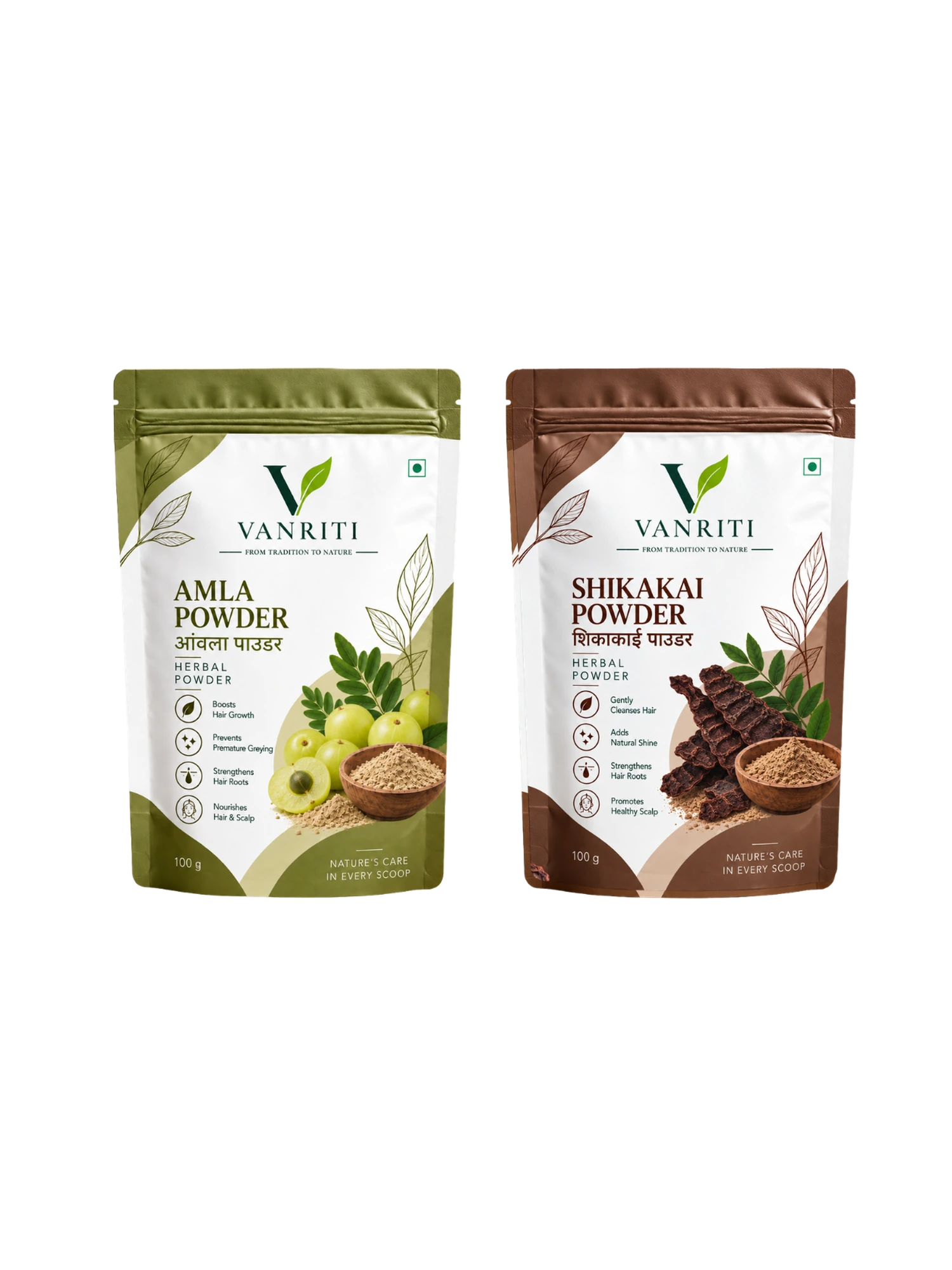 VANRITI Amla and Shikakai Powder for Hair Cleansing & Hair Mask, 200g (Combo Pack of 2)