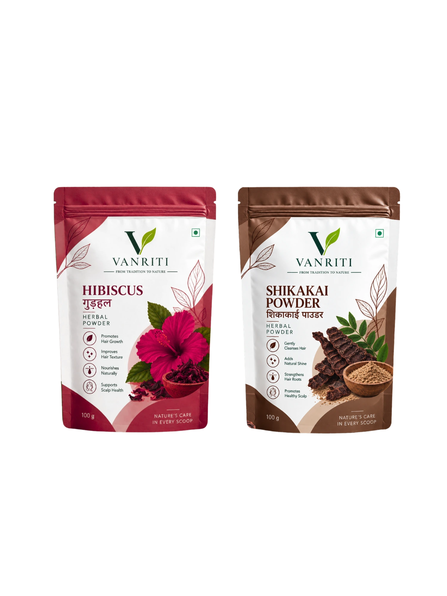 VANRITI Hibiscus and Shikakai Powder for Hair Cleansing & Hair Mask, 200g (Combo Pack of 2)