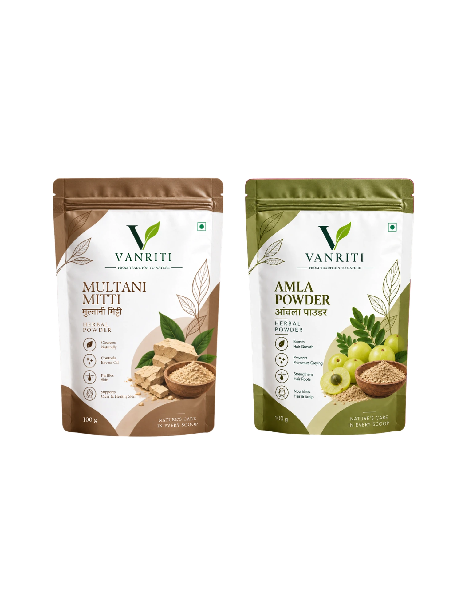VANRITI Multani Mitti and Amla Powder for Face Pack & Skin Care, 200g (Combo Pack of 2)