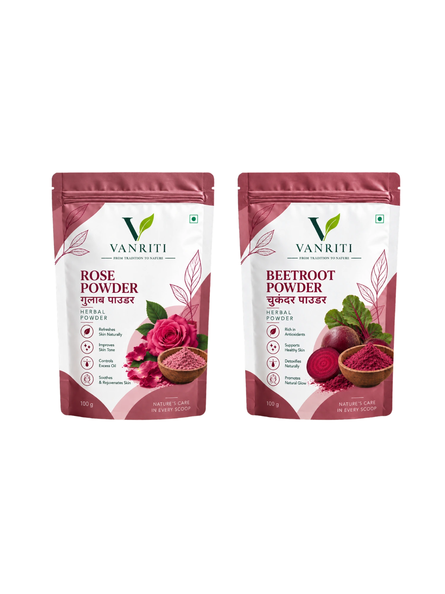 VANRITI Rose and Beetroot Powder for Face Pack & Skin Care, 200g (Combo Pack of 2)