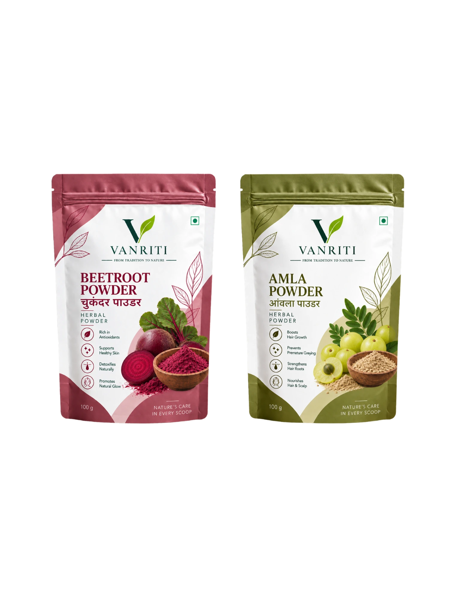 VANRITI Beetroot and Amla Powder for Face Pack & Skin Care, 200g (Combo Pack of 2)