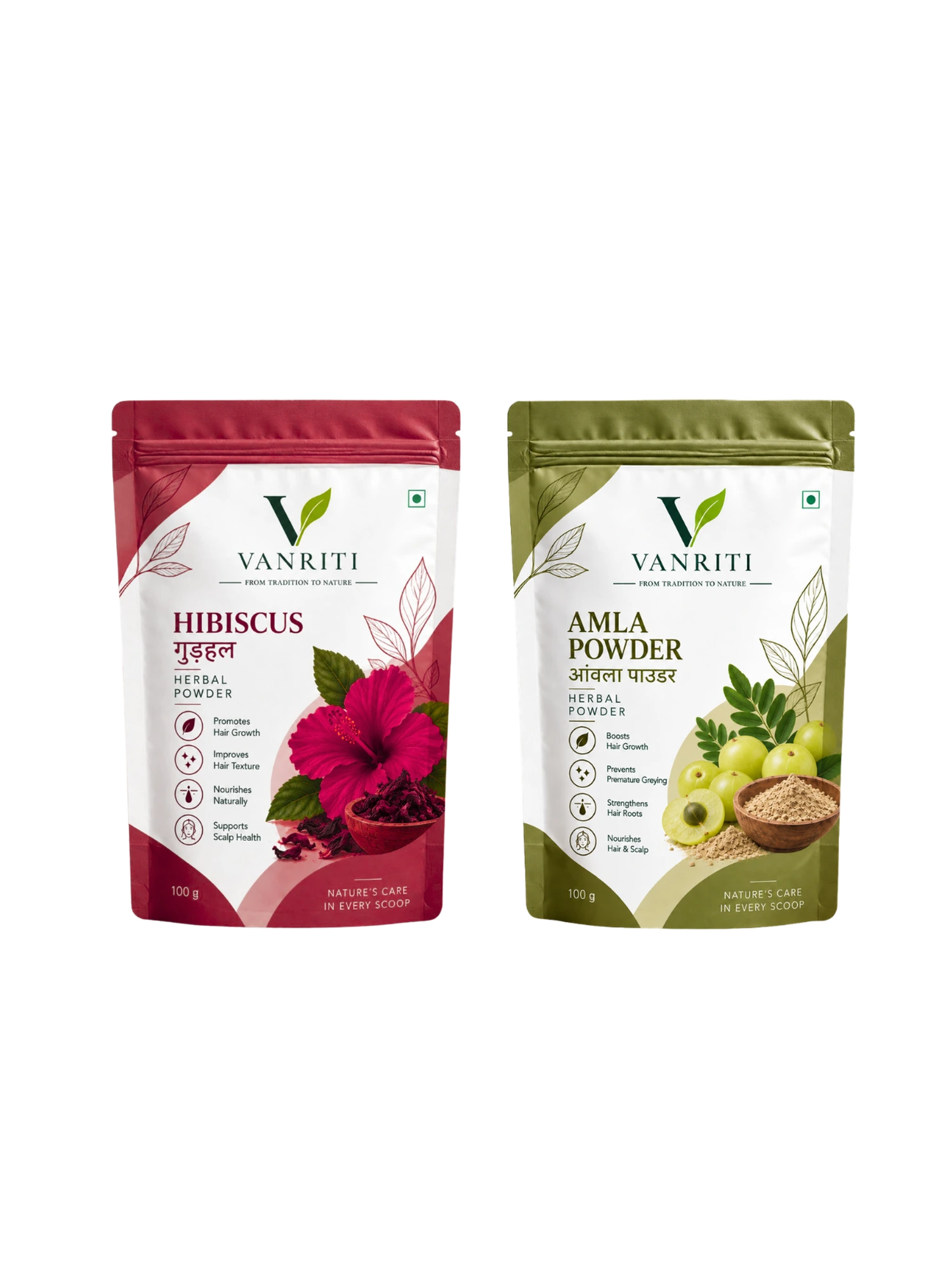 VANRITI Hibiscus and Amla Powder for Face Pack & Skin Care, 200g (Combo Pack of 2)