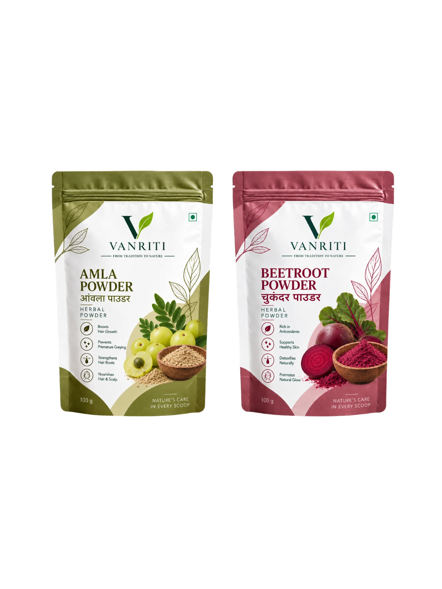 VANRITI Amla and Beetroot Food-Grade Powder for Daily Wellness, 200g (Combo Pack of 2)