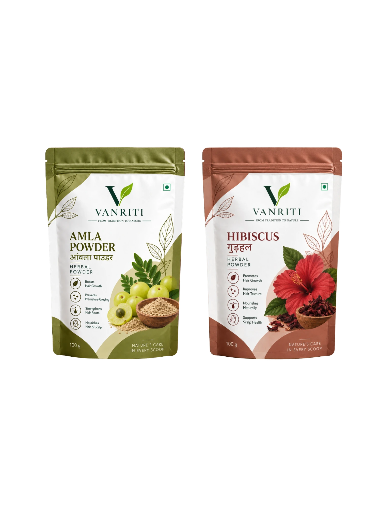 VANRITI Amla and Hibiscus Food-Grade Powder for Daily Wellness, 200g (Combo Pack of 2)