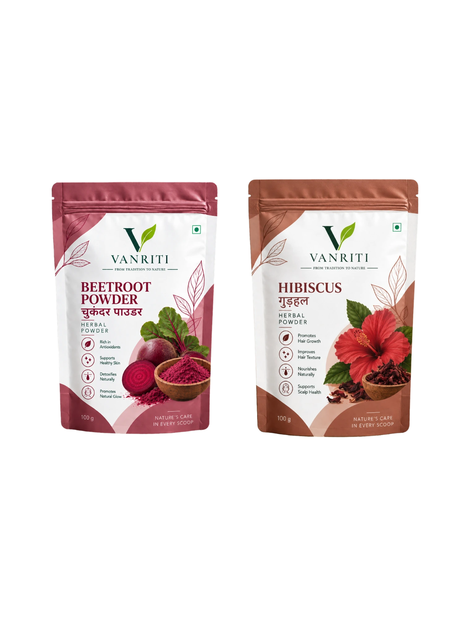 VANRITI Beetroot and Hibiscus Food-Grade Powder for Daily Wellness, 200g (Combo Pack of 2)