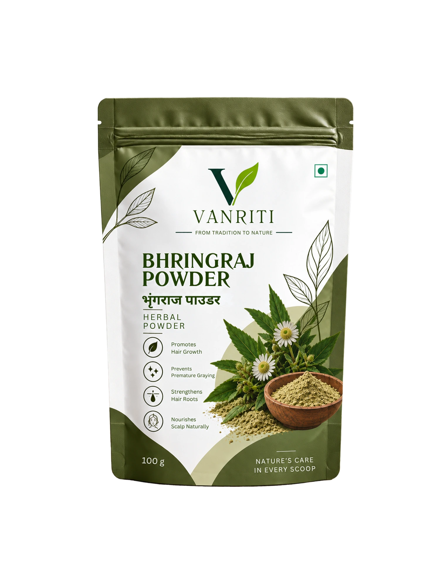 VANRITI Pure Bhringraj Powder for Face Pack & Skin Care, 100g