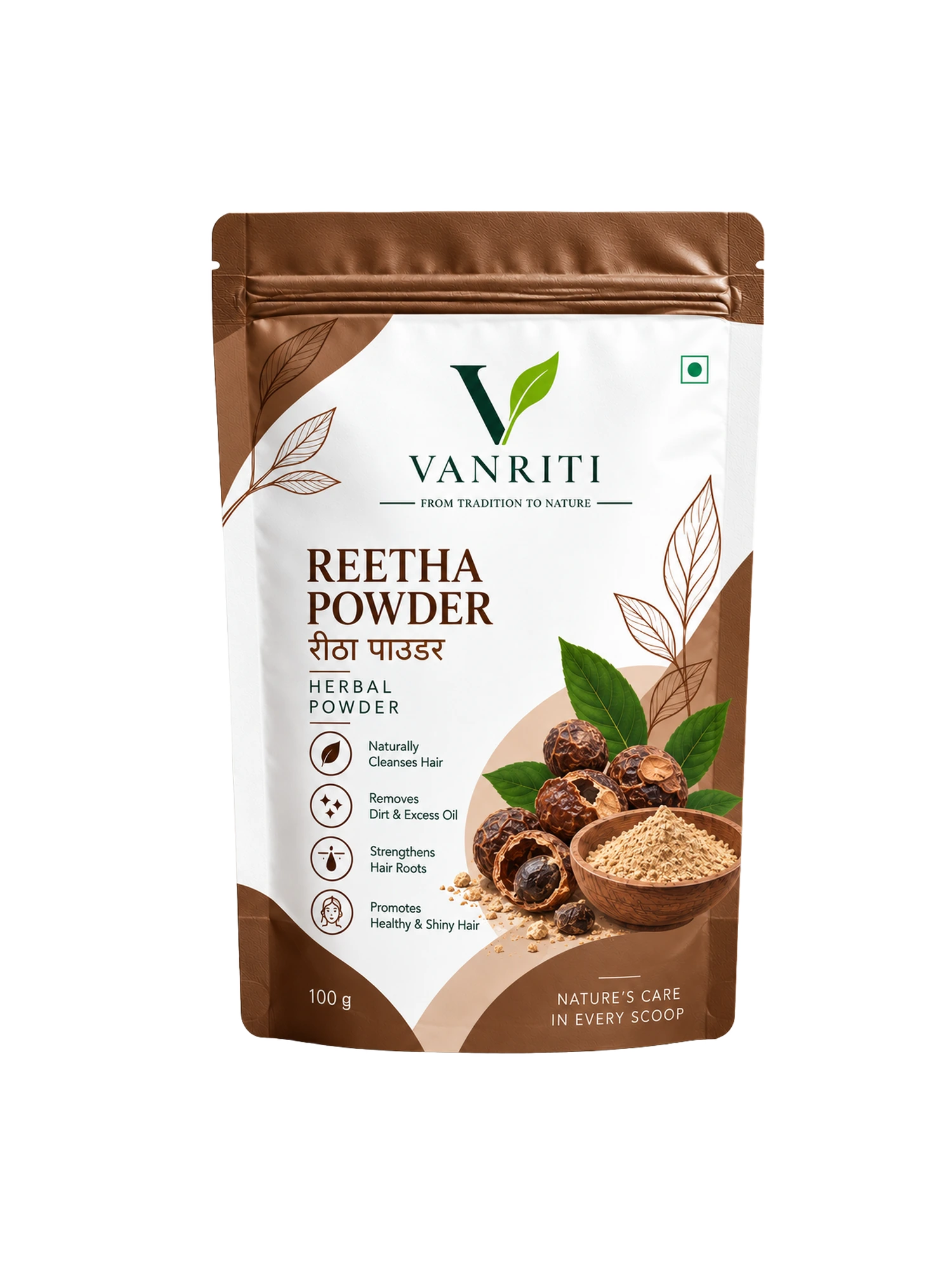 VANRITI Pure Reetha Powder for Hair Cleansing & Hair Mask, 100g