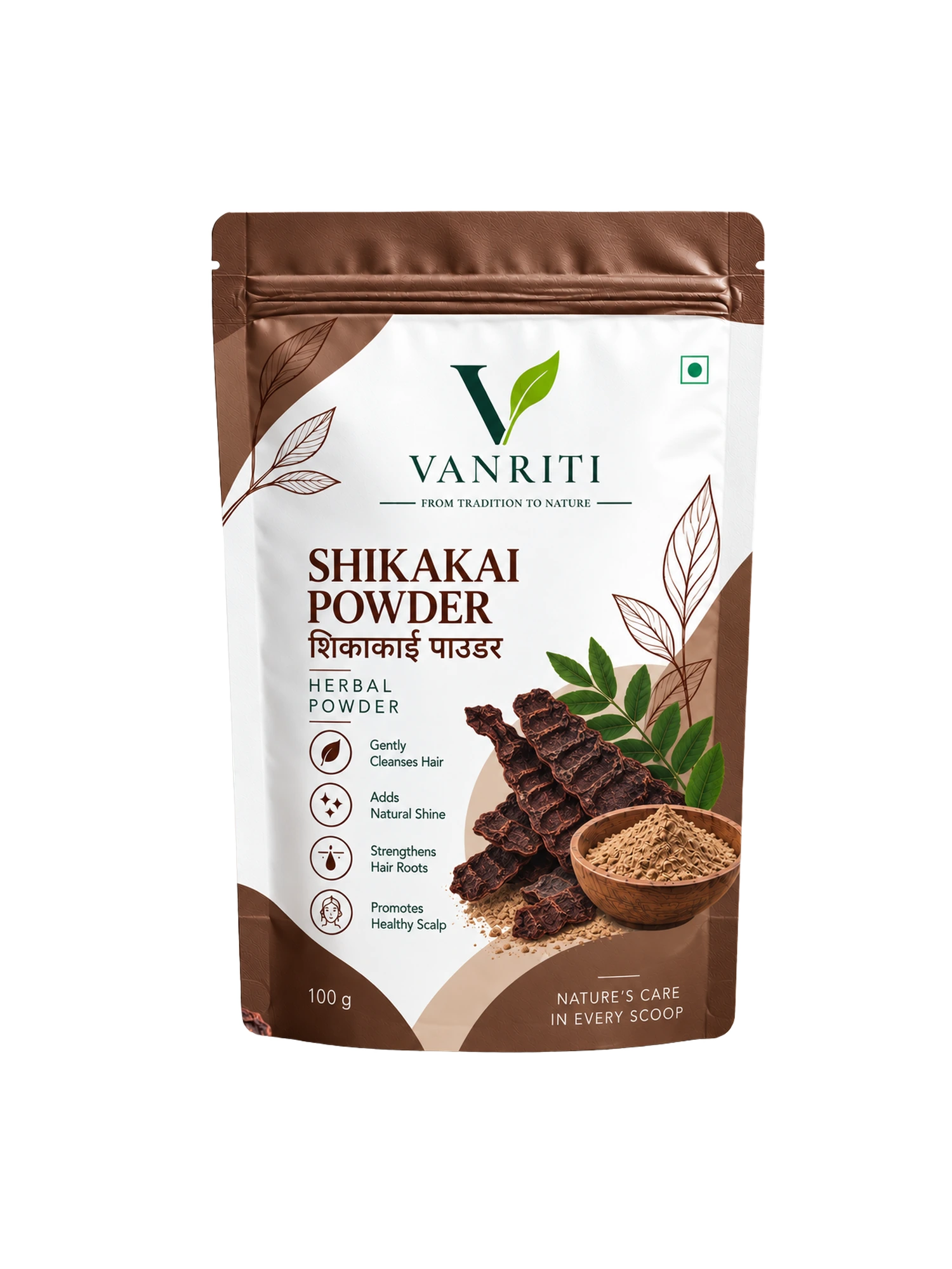 VANRITI Pure Shikakai Powder for Hair Cleansing & Hair Mask, 100g