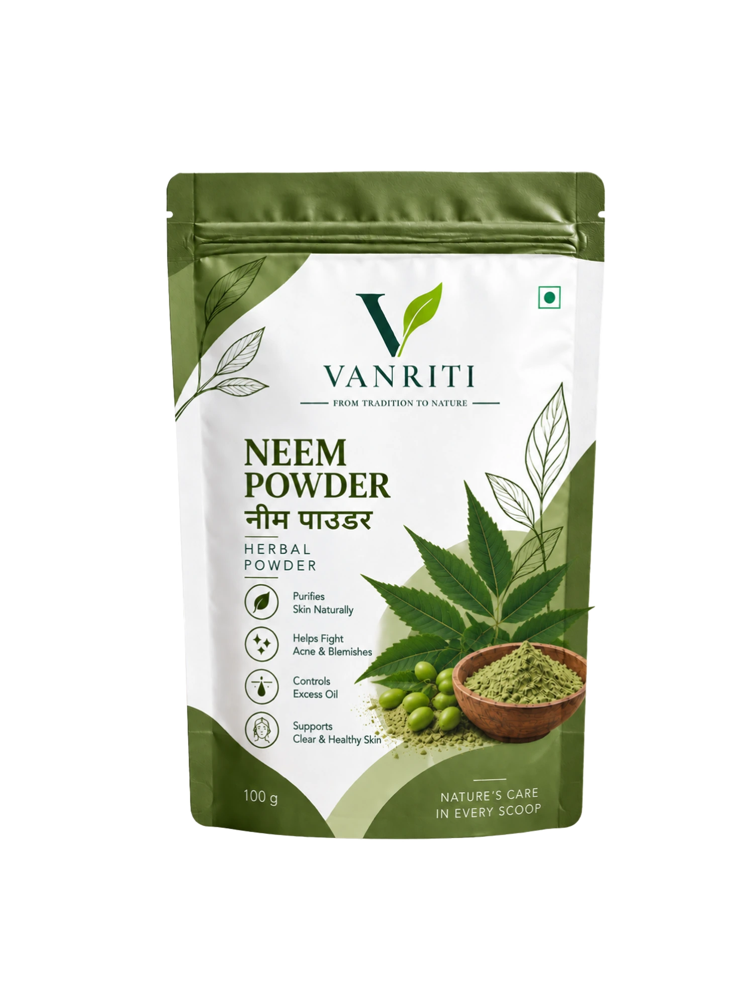 VANRITI Pure Neem Powder for Face Pack & Skin Care, 100g