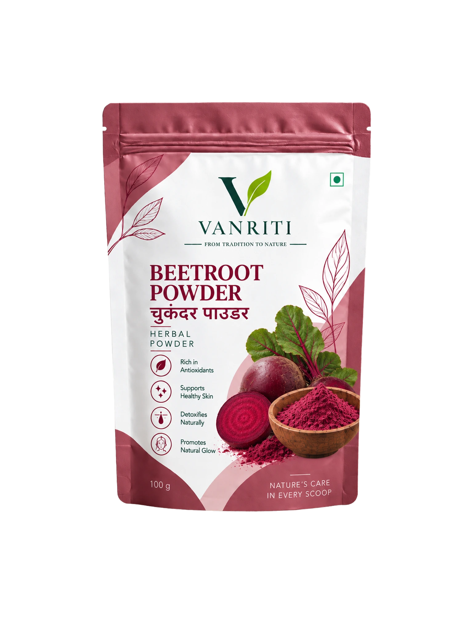 VANRITI Pure Beetroot Powder for Daily Wellness, 100g | Food-Grade
